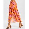 Floral Ruffle Haut Bas Jupe - Orange vif M