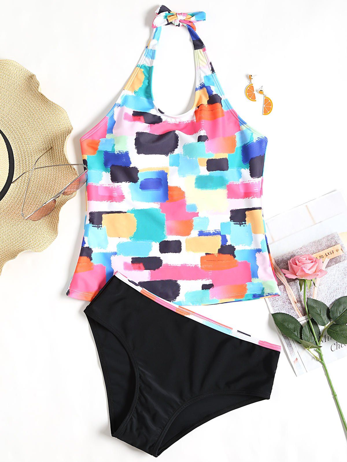 

Low Waisted Colorful Tankini Set