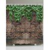 Rideau de Douche à Imprimé Vieux Mur en Briques avec Feuilles - Brun W71 INCH * L71 INCH
