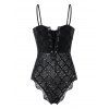 Cami Lace Up Sheer Lingerie Bodysuit - BLACK 2XL