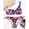 Bikini à Une Épaule Dénudée à Taille Basse Motif Floral - multicolore L