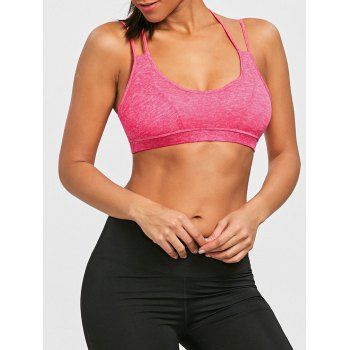 

Scoop Neck Strappy Padded Sports Bra, Rose