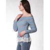 FRENCH BAZAAR Off The Shoulder Long Sleeve Top - BABY BLUE L