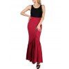FRENCH BAZAAR High Waisted Long Pleated Button Skirt - RED S