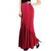 FRENCH BAZAAR High Waisted Long Pleated Button Skirt - RED S