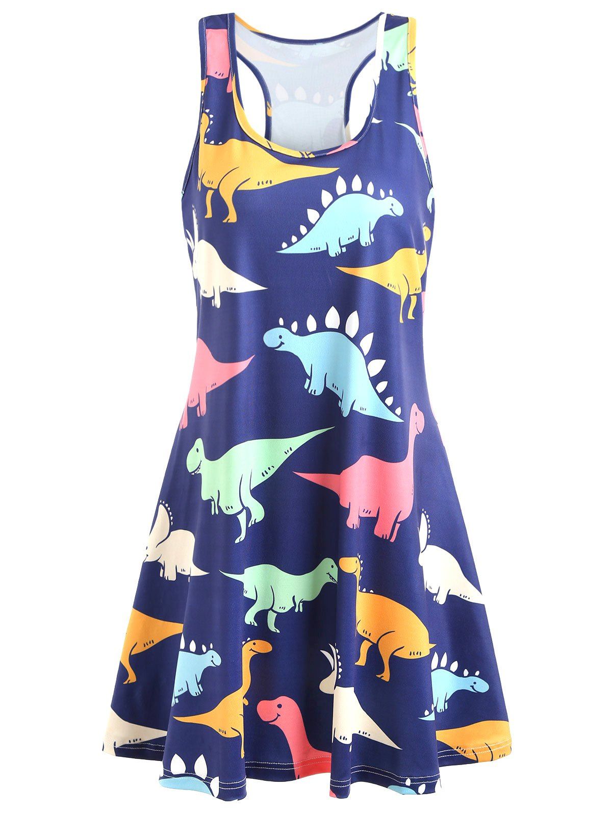 Plus Size Dinosaur Swing Dress - ROYAL BLUE 4X