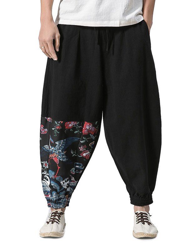 Pantalon de Jogging à Imprimé Chinoiserie - Noir XL