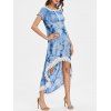 Robe Haute-Bas Imprimée Tie-Dye à Taille Empire - Bleu Toile de Jean M