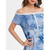 Robe Haute-Bas Imprimée Tie-Dye à Taille Empire - Bleu Toile de Jean XL