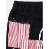 Pantalon Neuvième à Taille Haute avec Cordon de Serrage et Patch - Noir 2XL