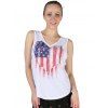 Queensfield American Flag Print V Neck Tank Top - WHITE M