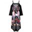 Open Shoulder High Low Printed Maxi Dress - BLACK 2XL