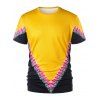 T-Shirt à Manches Courtes avec Imprimé Blocs de Couleurs - Jaune Clair XL