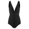 Lace Insert Plunge One-piece Swimsuit - BLACK S