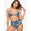 Bikini en Ensemble à Imprimé Tropical et de Banane - Bleu de Minuit M