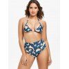 Bikini en Ensemble à Imprimé Tropical et de Banane - Bleu de Minuit M