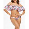 Bikini en Ensemble à Volants et Imprimé Floral - Blanc M