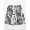 Old Annual Ring Print Casual Shorts - BLUE GRAY L