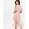 Embroidered Sheer Lace Midi Dress - LIGHT PINK M