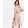Embroidered Sheer Lace Midi Dress - LIGHT PINK L
