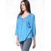 Pleated Long Sleeve Casual Blouse - BUTTERFLY BLUE S