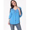 Pleated Long Sleeve Casual Blouse - BUTTERFLY BLUE L
