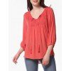 Pleated Long Sleeve Casual Blouse - BUTTERFLY BLUE L