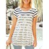 Haut à Col Rond Rayé avec Patchwork en Dentelle - Blanc Chaud M