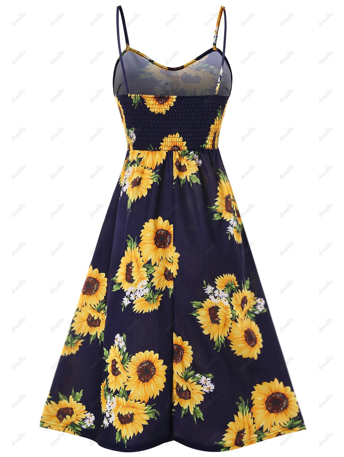 DressLily.com: Photo Gallery - Vacation Sundress Sunflower Print Button ...