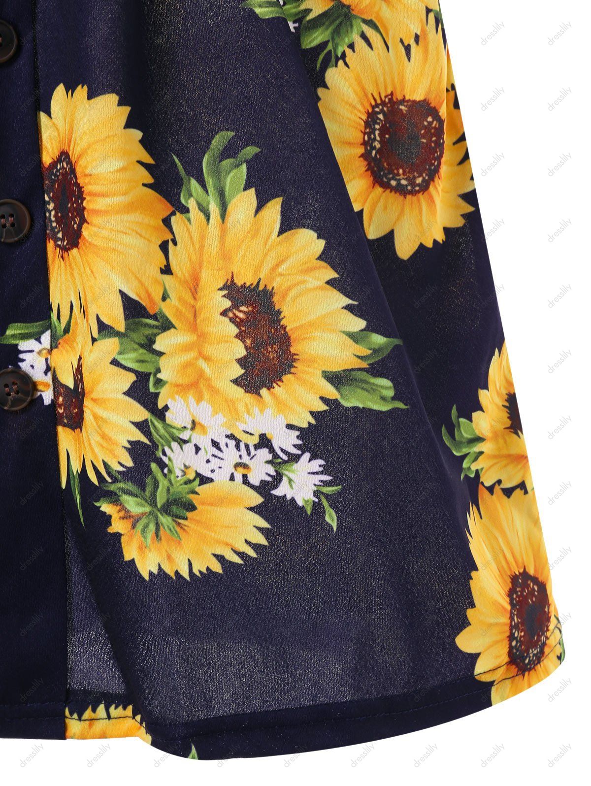Photo Gallery Vacation Sundress Sunflower Print Button