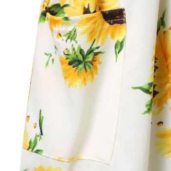 Vacation Sunflower Print Button Up A Line Cami Dress