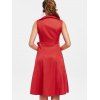 Summer Vintage Turn-Down Collar Sleeveless Bowknot Embellished Rockabilly Style Midi Dress - RED M