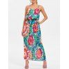 Femmes Élégant  's Spaghetti Strap Floral Print Hit Couleur Maxi Dress - multicolore S