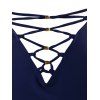 Brief One-piece Swimsuit Lace Up Backless High Cut Swimwear - LAPIS BLUE XL