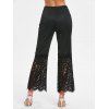 Pantalon Évasées Ourlet Dentelle - Noir M