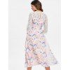 Lace Panel Floral Midi Dress - WHITE S