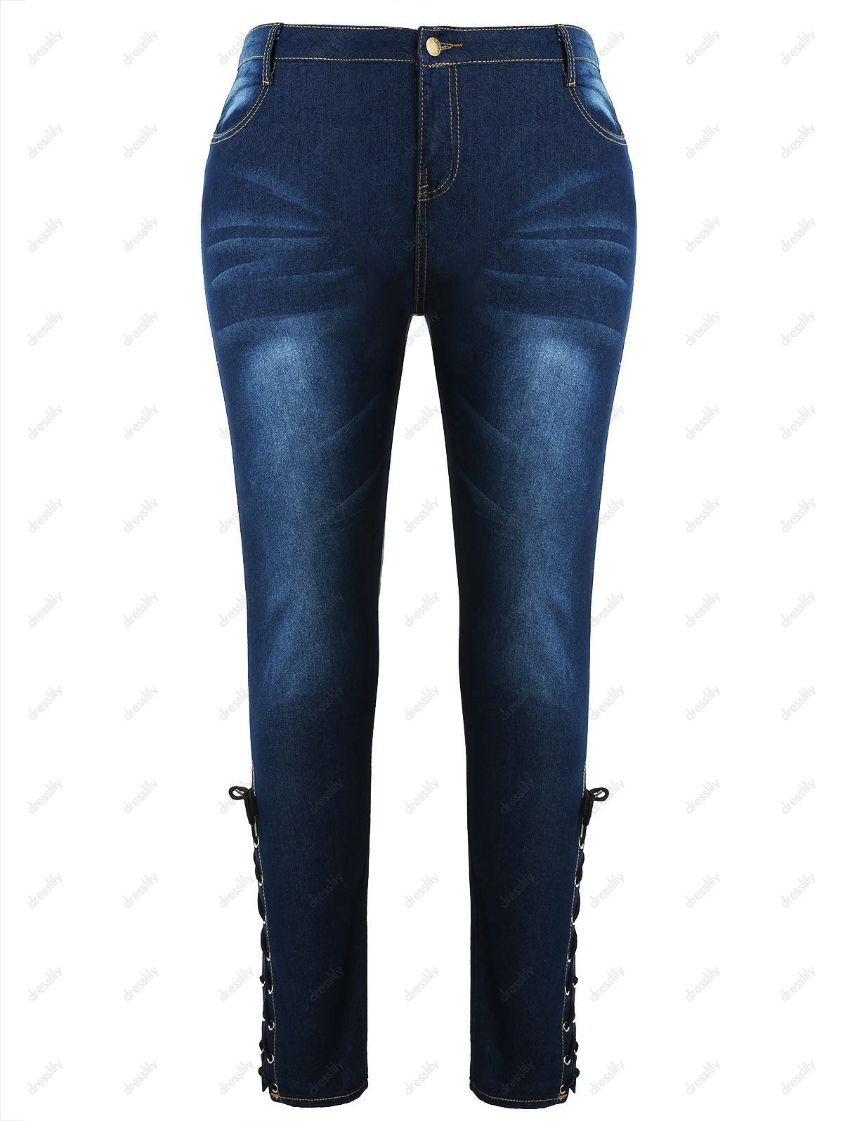 high waist side split jeans