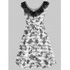 Music Note Butterfly Print Vintage Dress - WHITE M