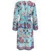 Self Tie Floral Print Dress - LIGHT SKY BLUE M