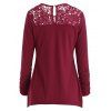 Lace Applique Asymmetrical T-shirt - RED WINE S