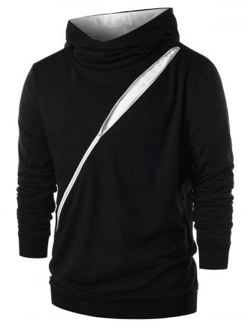 Sweat à Capuche Patchwork Embelli de Zip