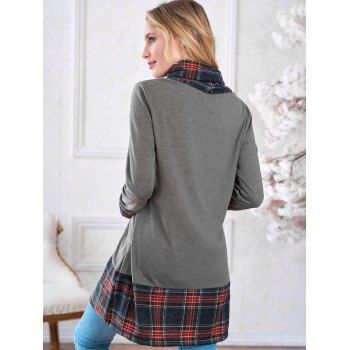 

Long Sleeve Plaid Insert Sweatshirt, Gray
