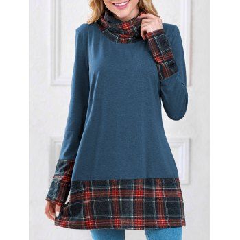 

Long Sleeve Plaid Insert Sweatshirt, Blue