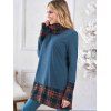 Sweat-Shirt à Manches Longues avec Empiècements à Carreaux - Bleu M