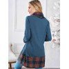Sweat-Shirt à Manches Longues avec Empiècements à Carreaux - Bleu M
