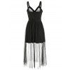 Sleeveless Mesh Panel Tea Length Dress - BLACK XL