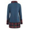 Sweat-Shirt à Manches Longues avec Empiècements à Carreaux - Bleu M