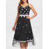 Robe Superposée Maille Imprimée à Bretelles Spaghetti - Noir M