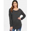Women's Scoop Neck Asymmetrical Long Sleeve Sweater - DEEP GRAY L