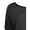 Women's Scoop Neck Asymmetrical Long Sleeve Sweater - DEEP GRAY L